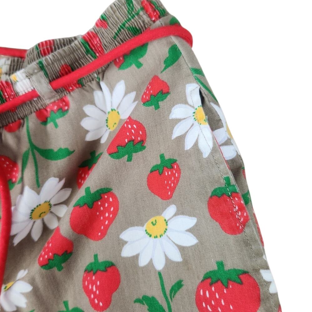 Vtg Strawberry Floral Print Culottes Wide Leg Shorts S/M Cottage Core Cotton - Picture 4 of 11